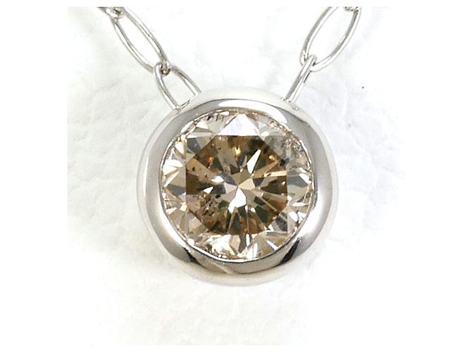 Autre Marque Platin-Halskette mit braunem Diamanten