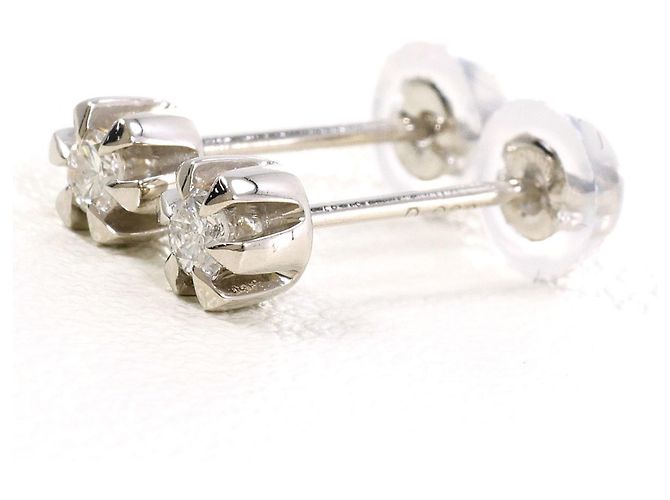 Autre Marque Pendientes de botón en platino PT900 con diamantes