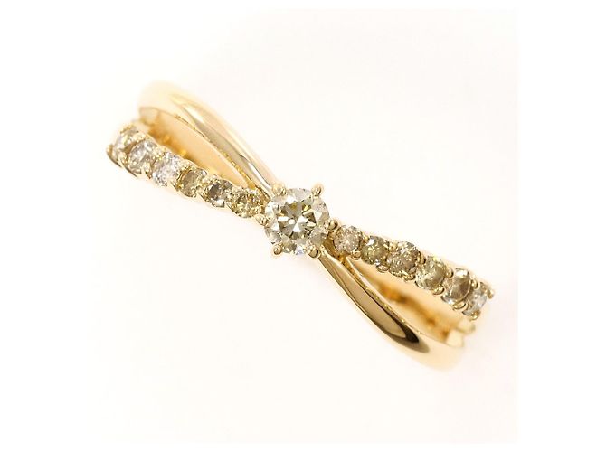 Autre Marque 10K Gelbgold-Ring mit Diamant Golden
