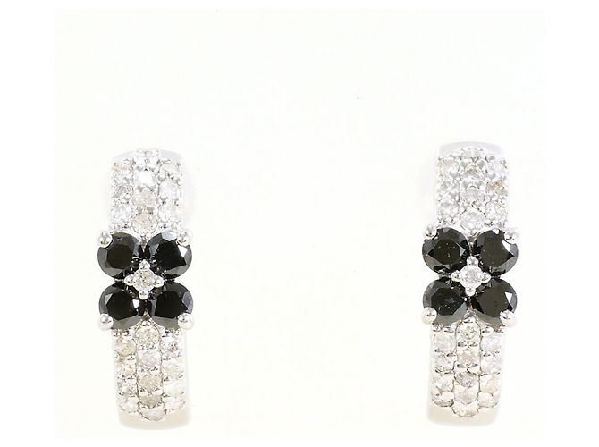 Autre Marque Schwarze Diamantstecker in 14K Weißgold Golden