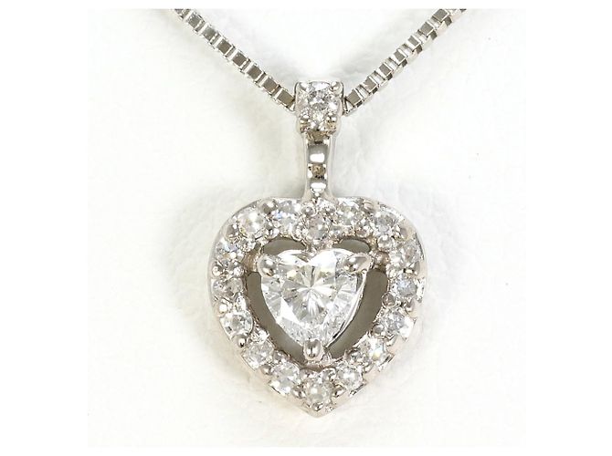 Autre Marque Collar de oro blanco de 14K con diamantes Dorado
