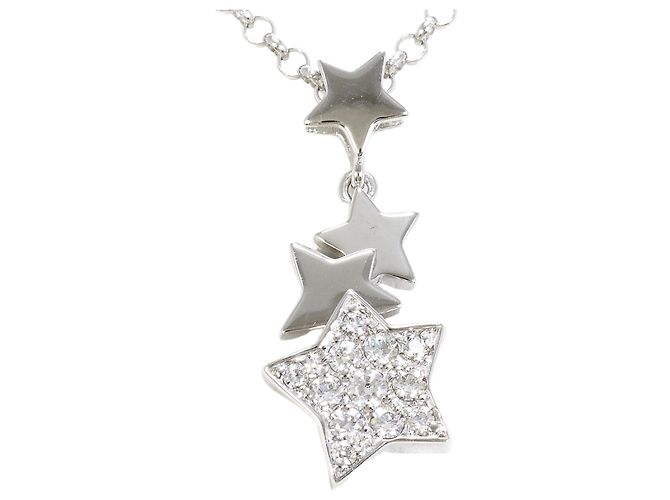 Autre Marque Collar de oro blanco de 14K con circonita cúbica Dorado