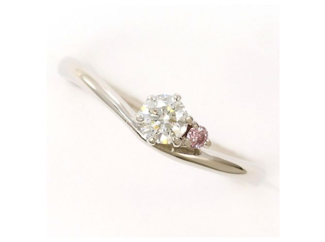 Autre Marque Anel de banda em platina e diamantes Rosa