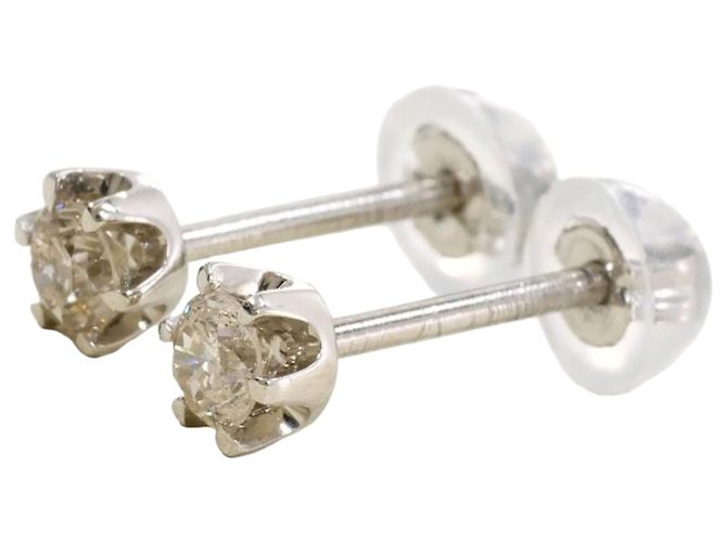 Autre Marque Platinum Diamond Stud Earrings