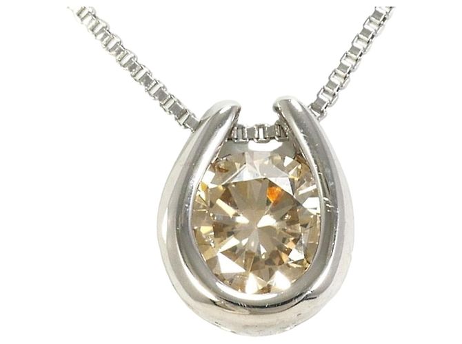 Autre Marque Colar de platina PT900 e PT850 com diamante marrom