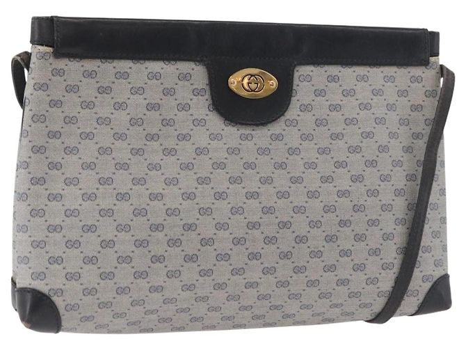 GUCCI Micro GG Supreme Schultertasche PVC Navy Gold Auth BA13153 Golden Marineblau