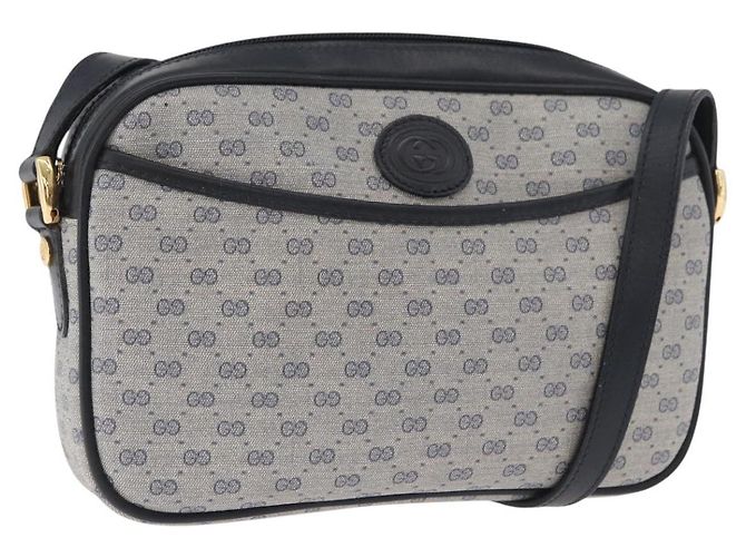 Bolsa de Ombro GUCCI Micro GG Supreme PVC Marinho Ouro 007 56 0095 Auth 180046 Dourado Azul marinho