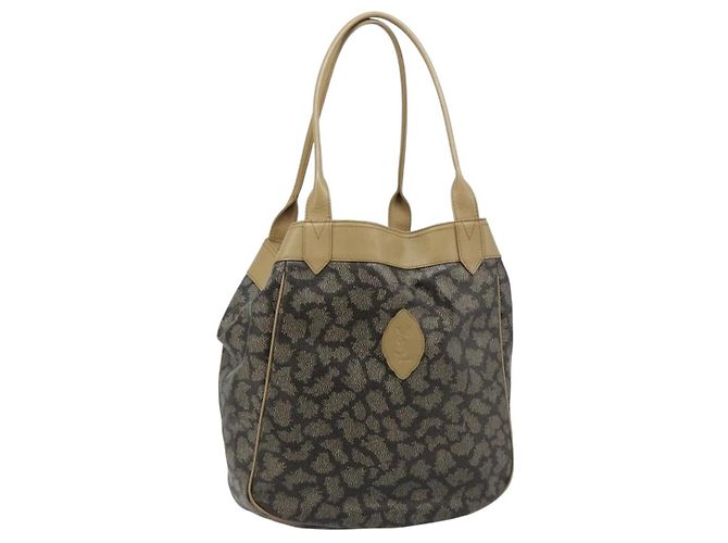 Bolsa Tote SAINT LAURENT em PVC e lona marrom Auth 182427