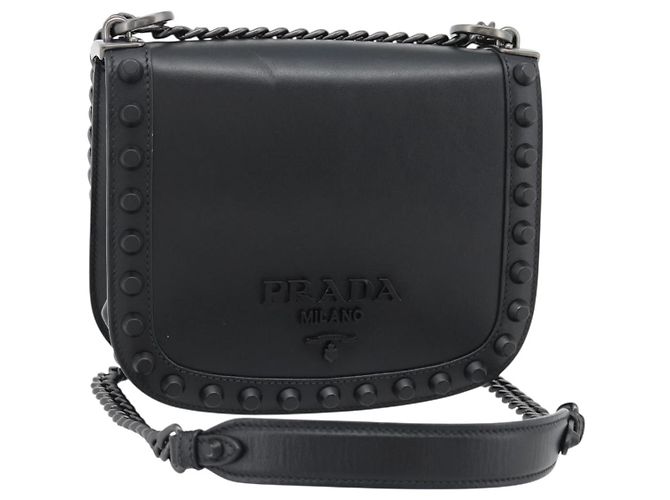 PRADA Chain Shoulder Bag Leder Schwarz Auth 182547M