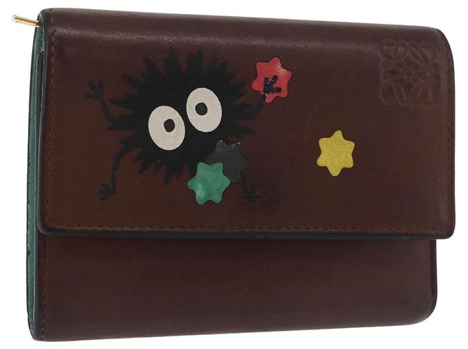 LOEWE LOEWE �~ Studio Ghibli Suswatari Wallet Leather Brown Gold Auth 167360A Golden