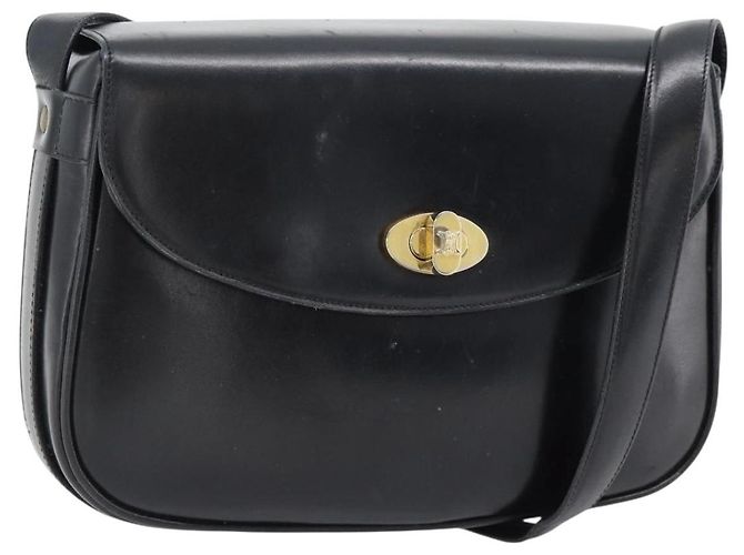 Céline CELINE Shoulder Bag Leather Black Gold Auth 181762