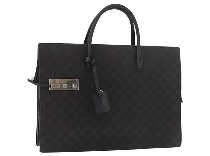 Borsa GUCCI GG Canvas Nera Argento Auth 181578 Nero