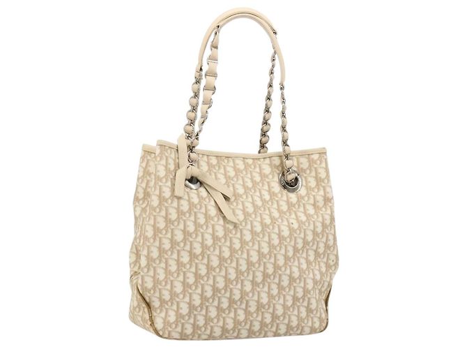 Borsa Christian Dior Trotter Canvas Chain Romantic in PVC Rosa Argento Auth 181736