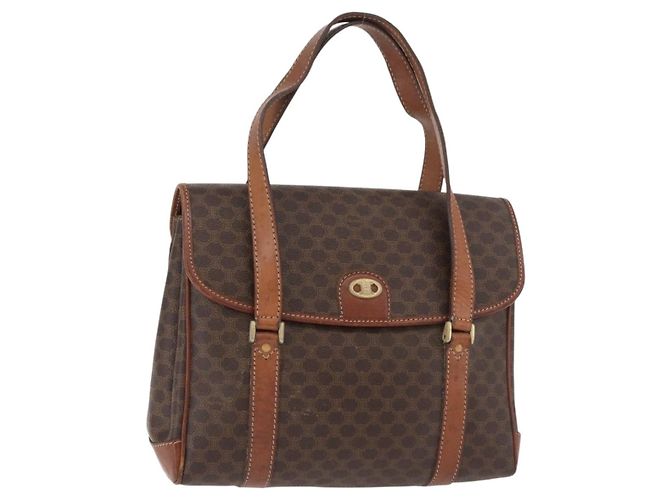 Céline Sac à main CELINE Macadam Canvas PVC Cuir Marron Or Auth 182298 Doré