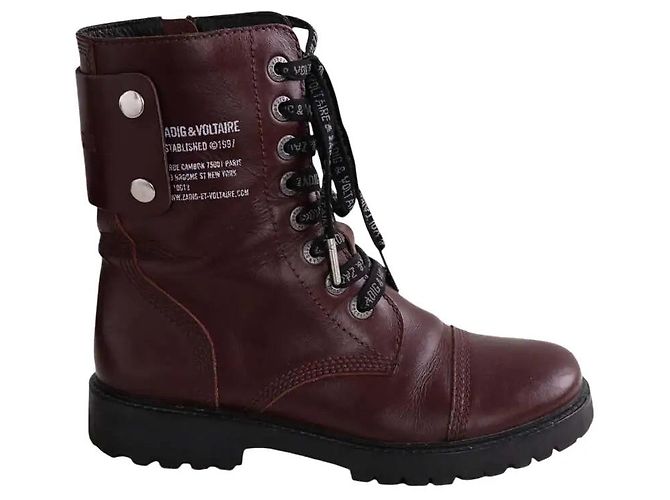 Zadig & Voltaire Bordeaux biker boots Dark red