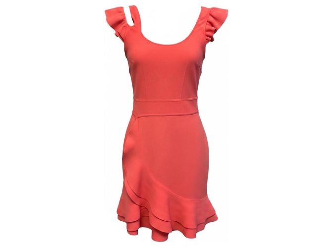 Vestido mini de malha compacta coral Alexander McQueen Rosa