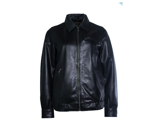 Aime AIM, black leather biker jacket