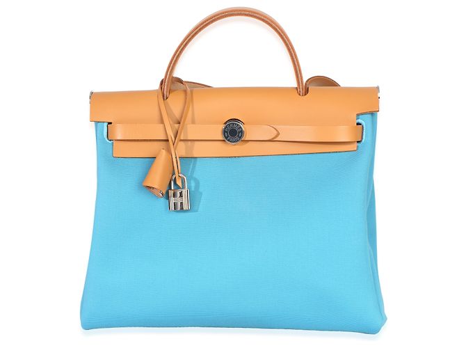 Hermès Bleu Azteque Toile Vache Hunter Herbag Zip 31 PM PHW
