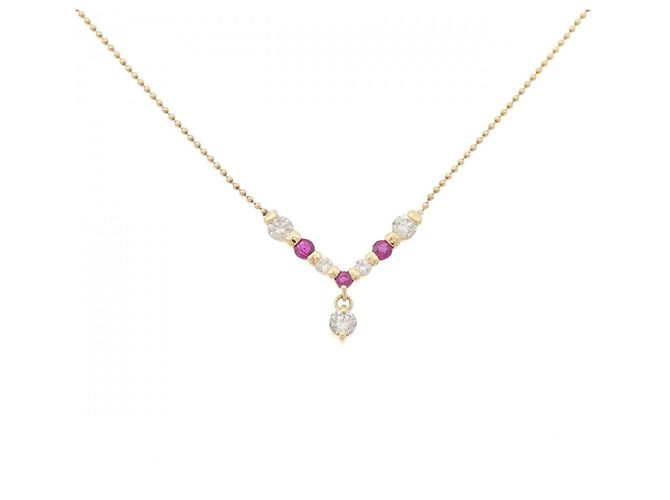 Autre Marque Colar de rubi e diamantes Au750 Dourado