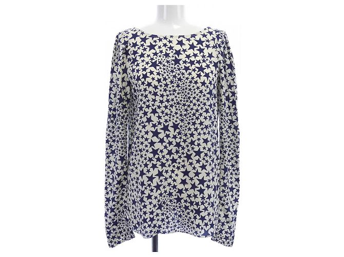 Autre Marque Top in seta N°21 Blu Beige Blu navy