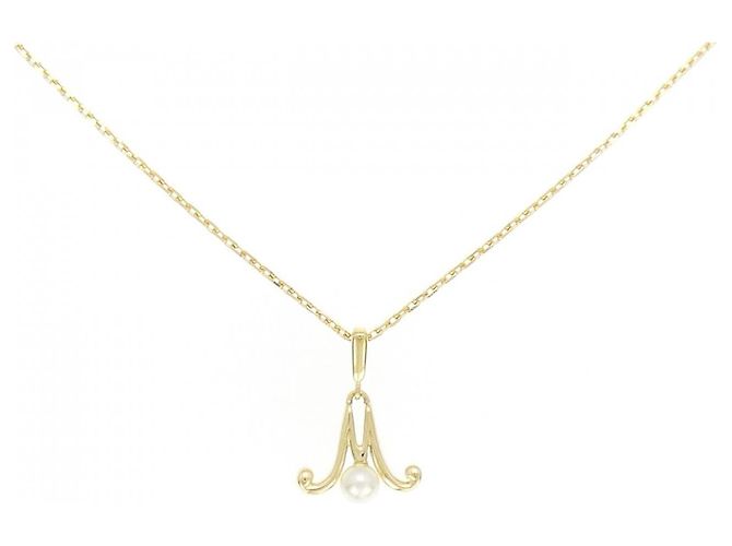 Collar Mikimoto de oro Au750 con perlas Akoya Dorado