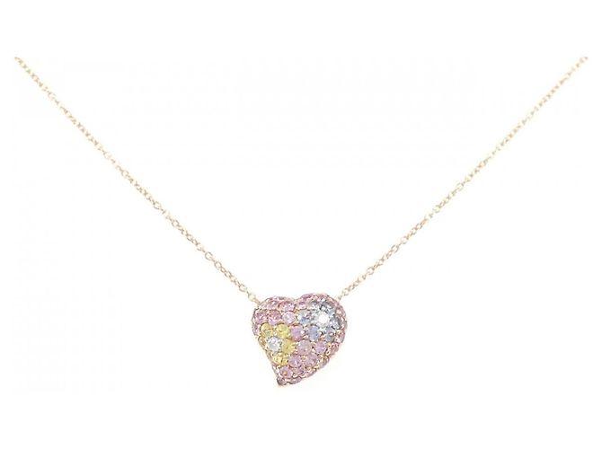 Autre Marque Au750 Saphir-Diamant-Halskette Pink