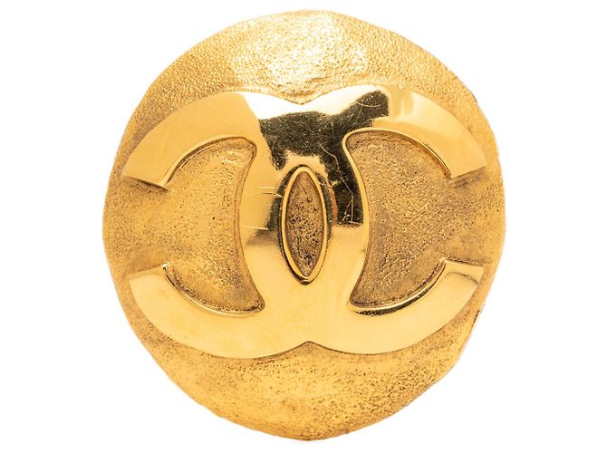 Chanel Gold CC runde Brosche vergoldet Golden