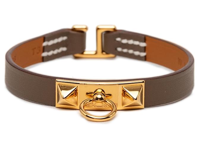 Hermès Brown Swift Rivale Mini Bracelet T3 Taupe 