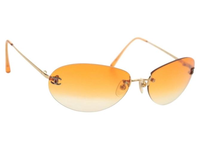 Occhiali da sole CHANEL metallo Orange CC Auth yk20403SAM Arancione
