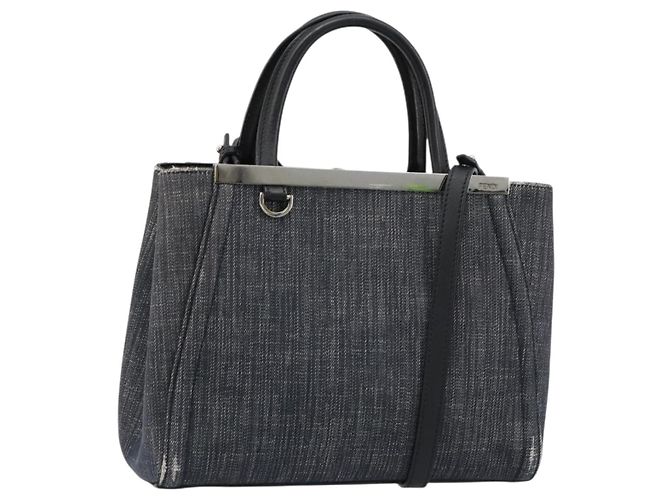 FENDI Sac à main 2 JOURS Denim 2way Bleu Argent Auth ka4513 Argenté