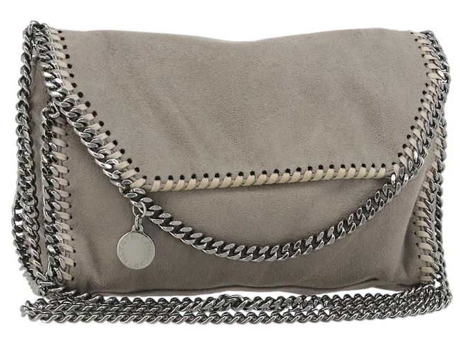 Autre Marque Stella MacCartney Falabella Tasche mit Kette Polyester Grau Silber Auth BA13184 Braun
