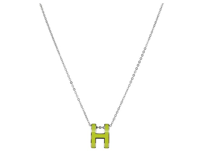 Hermès HERMES Pop Ash H Halskette aus Metall Silber Authentisch 182551M