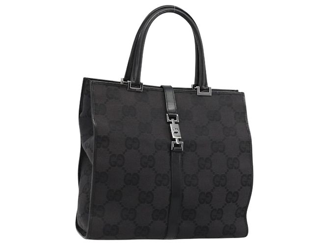 Borsa Tote GUCCI GG Canvas Nera Argento 002 1064 3444 Auth 182085A Nero