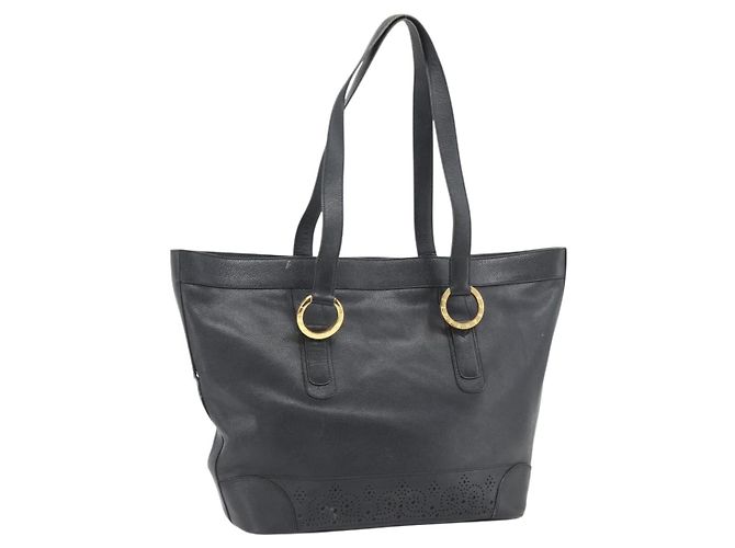 Autre Marque TIFFANY&Co. Tote Bag Leder Schwarz Gold Auth ka4487 Golden