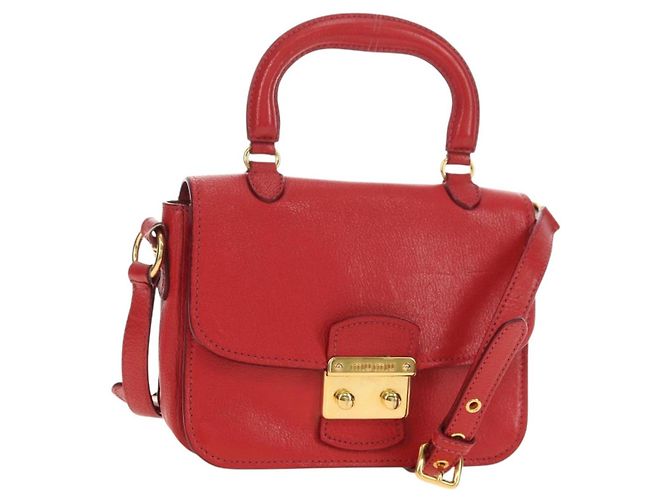 Bolso Miu Miu de cuero 2 formas Rojo Oro Auth 181477V Roja Dorado