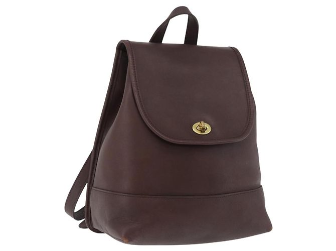 Zaino Coach in pelle marrone e oro Auth 176433 D'oro