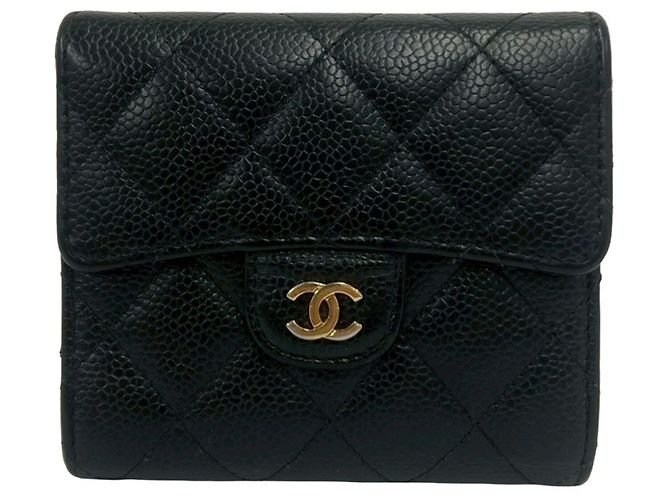 Chanel Matelassé Coco Mark Tri-fold Wallet Black