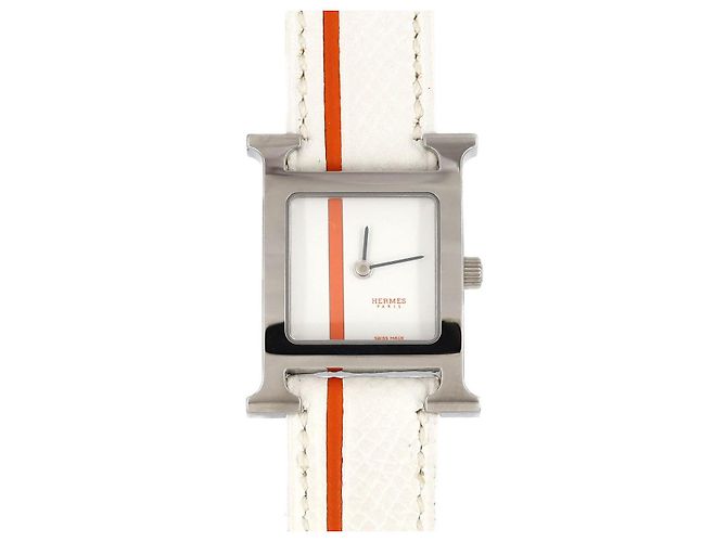 Hermès Relógio Hermes H em aço inoxidável a quartzo Branco