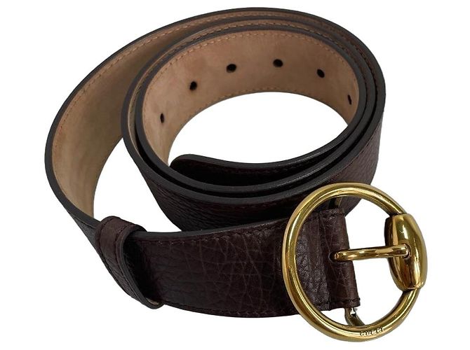 Cinto Gucci Horsebit de couro Marrom
