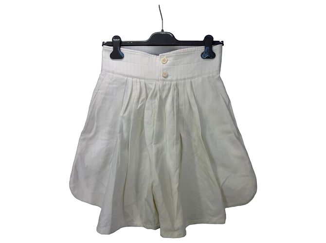 Chloé High-Waisted Shorts aus Baumwolle und Leinen Weiß