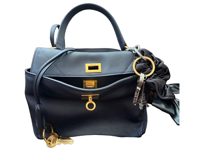 Balenciaga Mini Rodéo Borsa pelle invecchiata blu navy