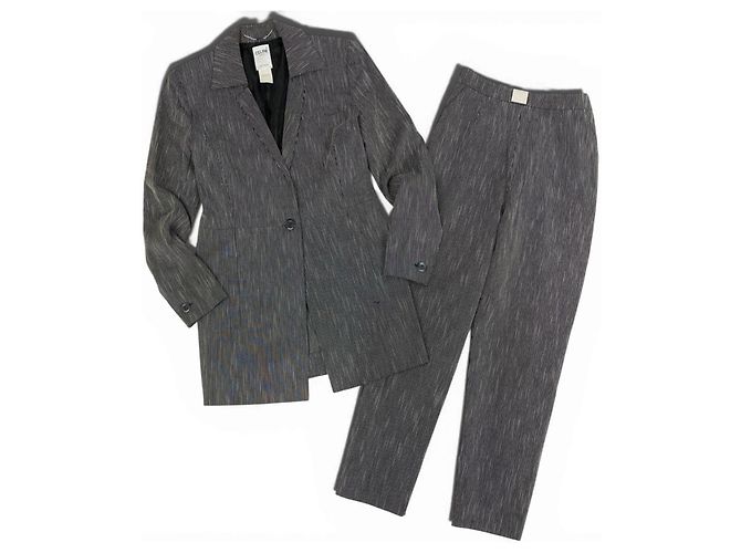 Céline Celine Conjunto de Blazer y Pantalones de Raya Diplomática Negro Gris