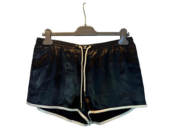 Céline Celine Pantaloncini in seta e acetato neri Nero