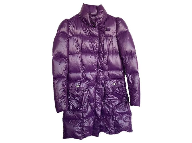 Roccobarocco Purple Shiny Long Puffer Down Jacket