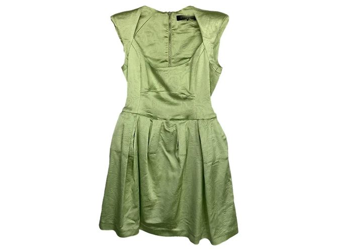 Mangano grünes Jacquard-Satinkleid ärmellos