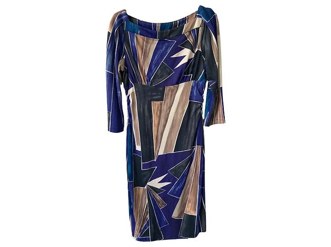 Vestido midi de seda estampado Diane von Furstenberg Azul Azul marino
