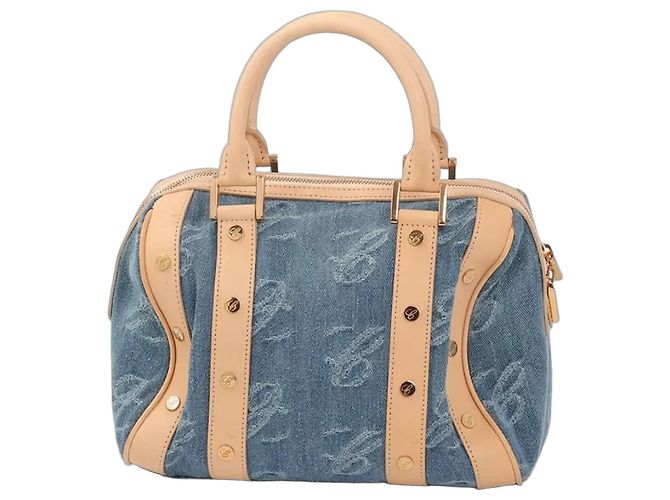 Chopard Sacola Bowling em Jeans e Couro Azul Bege 