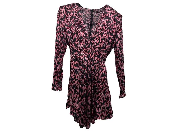 Alexandre Vauthier kurzes Seidenkleid mit rosa-schwarzem Print Pink