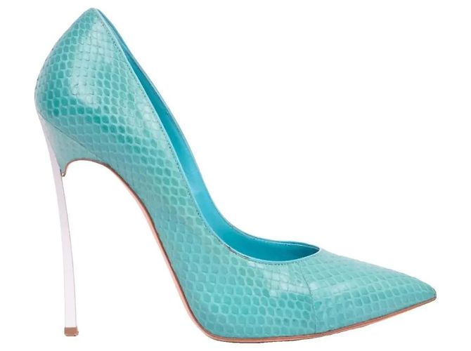 Casadei Python-Leder Pumps Türkis 