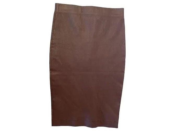 Autre Marque Belair Leder-Bleistiftrock Burgunderrot Bordeaux